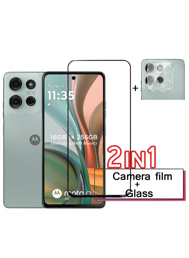 2 In 1Tempered Glass and Camera Lens Protector for Motorola G75 5G, HD Clear 9H Hardness [Case Friendly] Film Bubble Free - Image 1