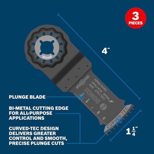BOSCH 1-1/4 in. OSL114JF-3 Starlock Oscillating Multi-Tool Bi-Metal Blade 3-Pack - Professional Swiss-Made Precision, 3D Interface Design, Universal Tool Compatibility for Clean Cuts in Hard Wood - Image 2