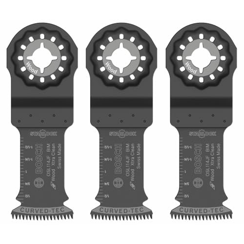 BOSCH 1-1/4 in. OSL114JF-3 Starlock Oscillating Multi-Tool Bi-Metal Blade 3-Pack - Professional Swiss-Made Precision, 3D Interface Design, Universal Tool Compatibility for Clean Cuts in Hard Wood - Image 1