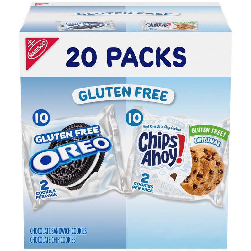 OREO Chocolate Sandwich Cookies & CHIPS AHOY! Chocolate Chip Cookies Gluten Free Cookies Variety Pack, 20 Snack Packs - Image 1