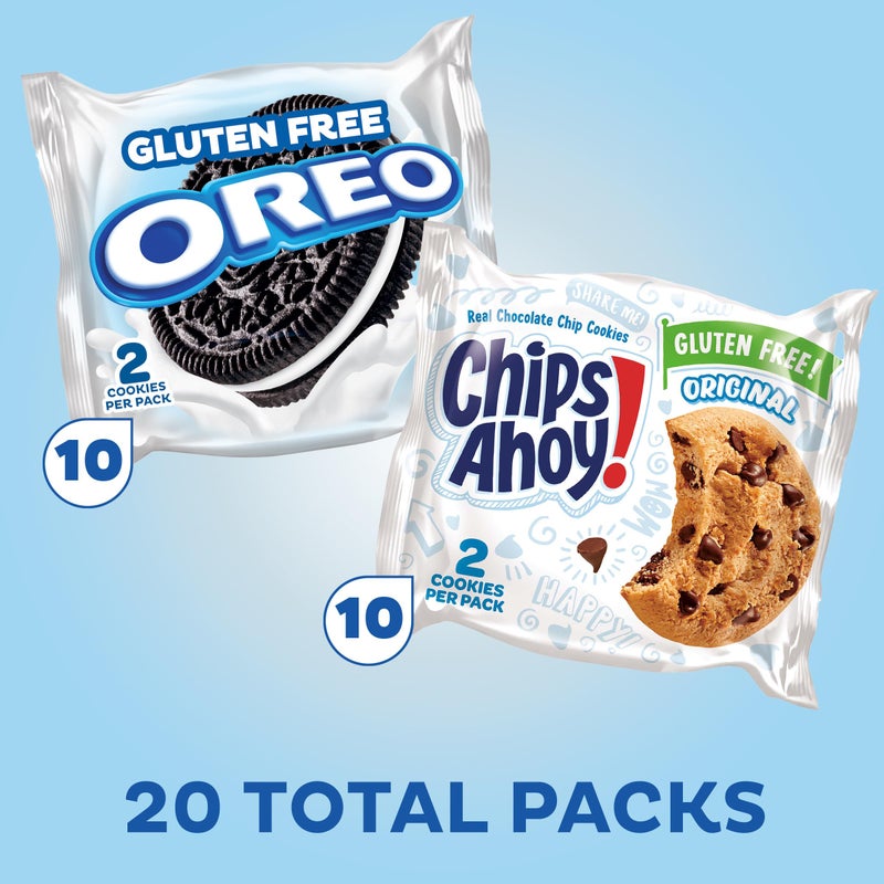 OREO Chocolate Sandwich Cookies & CHIPS AHOY! Chocolate Chip Cookies Gluten Free Cookies Variety Pack, 20 Snack Packs - Image 2