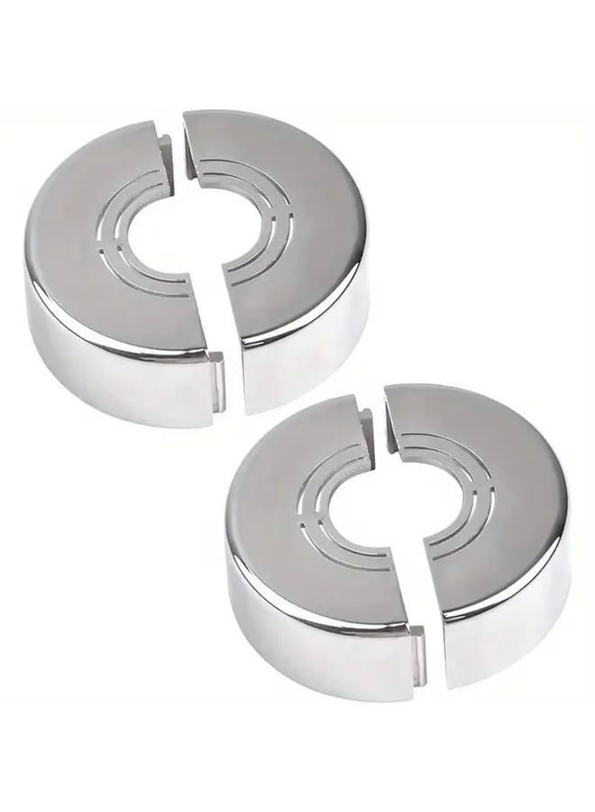 Chrome Plated Plastic Wall Pipe Covers 2pcs Adjustable Split Flange Easy Installation - Image 1