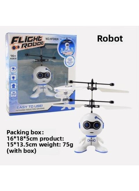 Shake Sound Induction Aircraft Aircraft Suspension Remote Control Princess Robot Milk Dragon Electric Children's Toys Ice And Snow Can Fly-Color:Robot-Proportion:Equipped With Acceleration Remote Control + Charging Cable