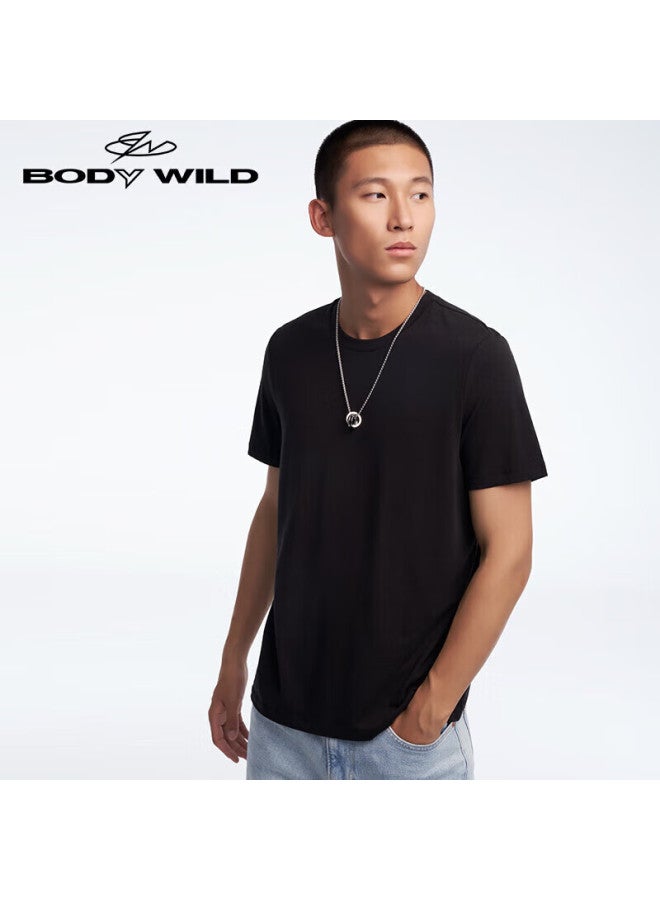 Bodywild Couple Matching Comfortable Base Layer Wearable Short-sleeve Fashion T-shirt Zbn12qu1 Black 170 - Image 1