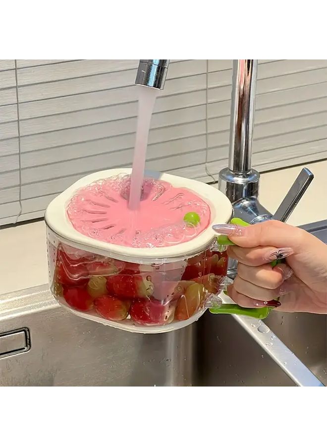 Strawberry Pink Fruit Drain Basket For Kitchen Sink Durable Plastic Food Safe Easy Clean - Image 2