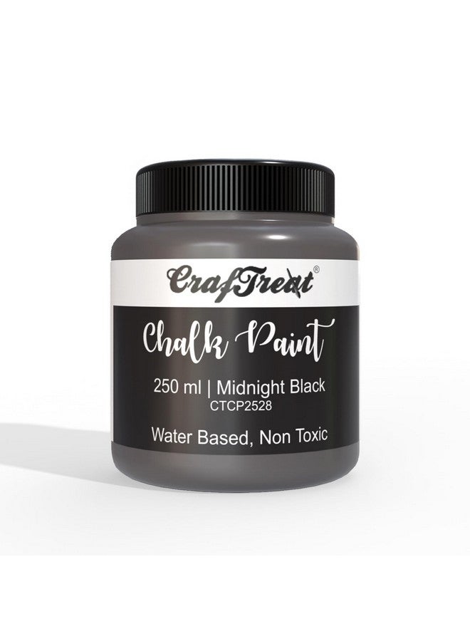 كرافت تريت CrafTreat Midnight Black - طلاء طباشيري للأثاث الخشبي والجدران وديكور المنزل والزجاج والحرف اليدوية - طلاء أكريليك غير لامع متعدد الأسطح - 250 مل  - Image 1