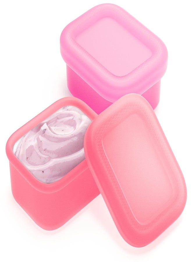 MICEBAY 2-Pack Leak-Proof Salad Dressing Container To Go, Food Grade Silicone Sauce Containers for Bentgo Lunch Box, Reusable Condiment Cups with Lids for Small Snacks - 2.6 oz (Fuchsia & Pink) - Image 1