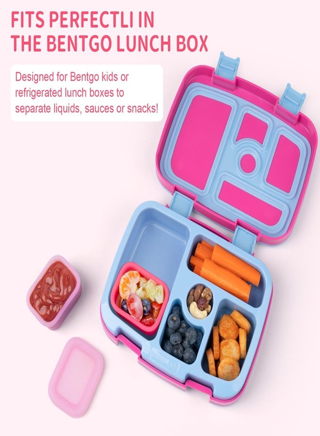 MICEBAY 2-Pack Leak-Proof Salad Dressing Container To Go, Food Grade Silicone Sauce Containers for Bentgo Lunch Box, Reusable Condiment Cups with Lids for Small Snacks - 2.6 oz (Fuchsia & Pink) - Image 2