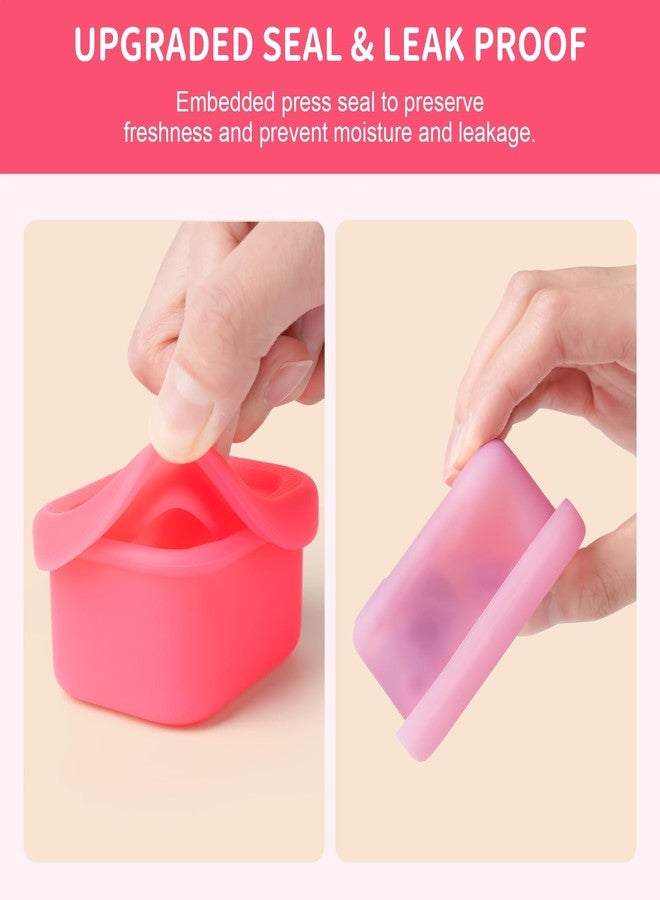MICEBAY 2-Pack Leak-Proof Salad Dressing Container To Go, Food Grade Silicone Sauce Containers for Bentgo Lunch Box, Reusable Condiment Cups with Lids for Small Snacks - 2.6 oz (Fuchsia & Pink) - Image 5