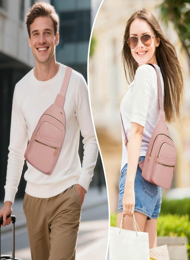 Aganmi Small RFID Waterproof Travel Crossbody Sling Bags for Women Men, Hands Free Lightweight Sling Backpack Fanny Pack Cross Body Bag for Outdoors Hiking Traveling Fitness Commuting Leisure Pink - Image 3