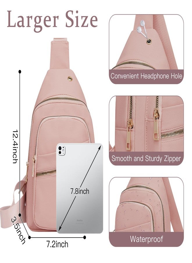 Aganmi Small RFID Waterproof Travel Crossbody Sling Bags for Women Men, Hands Free Lightweight Sling Backpack Fanny Pack Cross Body Bag for Outdoors Hiking Traveling Fitness Commuting Leisure Pink - Image 5