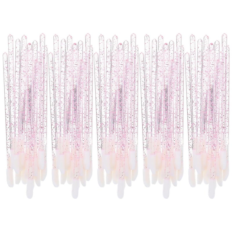 Disposable Lipstick Brushes 100pcs Crystal Handle Portable Lip Applicator for Makeup Use and Lip Balm Application Flocking Head Cosmetic Tool - Image 1