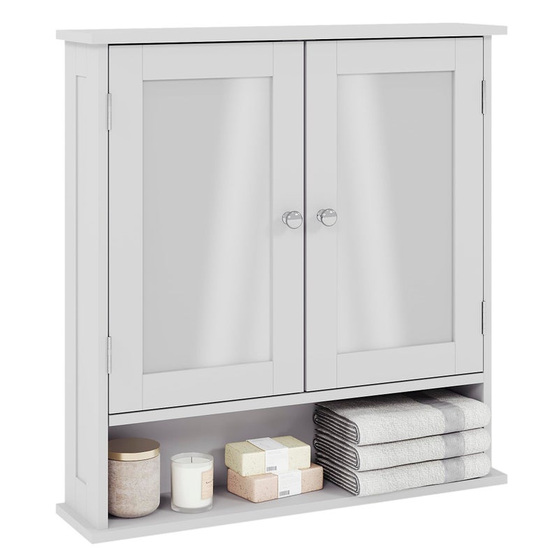 Bath Vida Bathroom Cabinet Mirrored Double Doors Wall Mounted Storage Furniture White