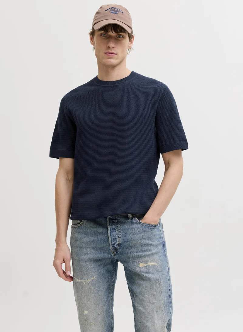 Knitted Crew Neck Short Sleeve Sweater