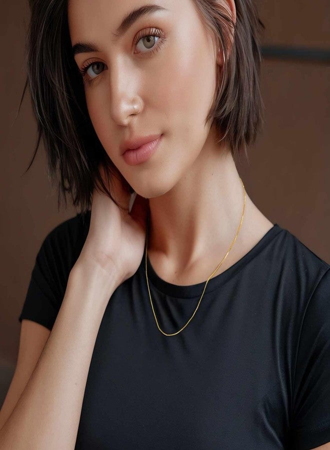 GYUYCW 14K Gold Necklaces for Women 1mm Thin Box Chain Necklace 18in - Image 3