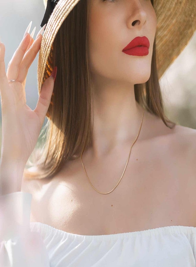 GYUYCW 14K Gold Necklaces for Women 1mm Thin Box Chain Necklace 18in - Image 4
