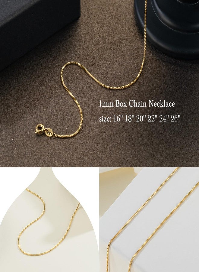 GYUYCW 14K Gold Necklaces for Women 1mm Thin Box Chain Necklace 18in - Image 2