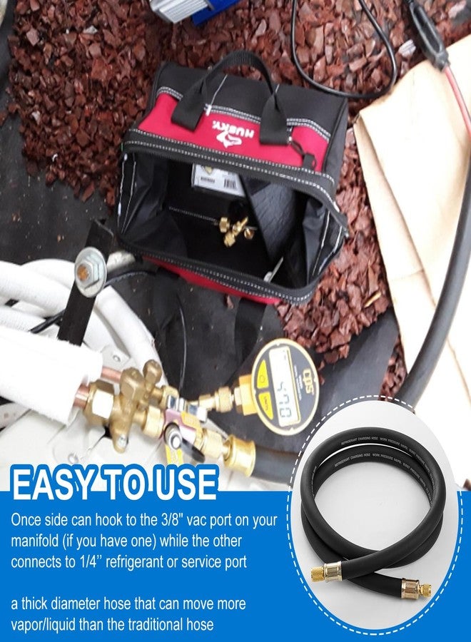 Tigbear 1/2" HVAC Vacuum Hose Evacuation Kit, 1/2'' ID Vacuum Refrigerant Charging Hose with Valve Core Removal Tool 1/4 and 5/16, High Flow HVAC Vacuum Pump Kit with 3/8 to 1/4 - Image 5
