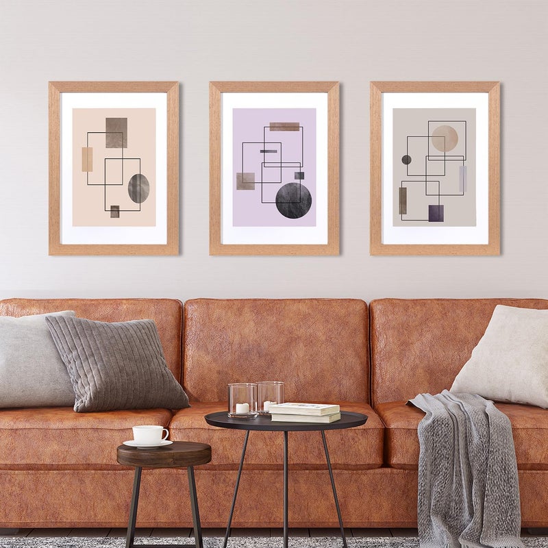 kennethan KAIWIN Picture Frame, 30 x 40 cm, Oak Wood Photo Frame, Set of 3, Wooden Frame with Mount for Hanging, Used for Living Room, Bedroom, Study, for Photos, Artworks and Posters - Image 4