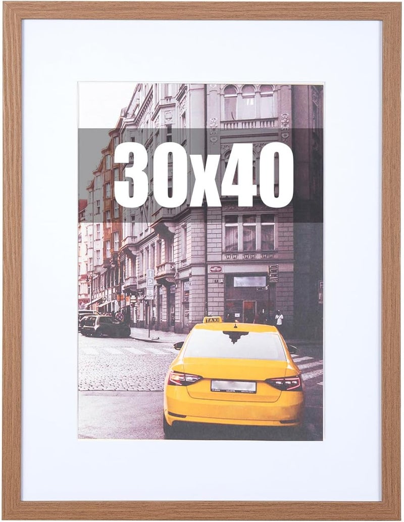 kennethan KAIWIN Picture Frame, 30 x 40 cm, Oak Wood Photo Frame, Set of 3, Wooden Frame with Mount for Hanging, Used for Living Room, Bedroom, Study, for Photos, Artworks and Posters - Image 2