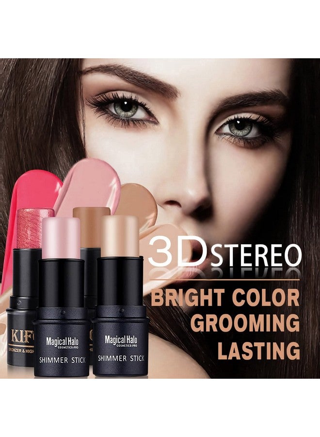 Sumeitang SUMEITANG 4PCS Contour Stick - Highlighter And Cream Blush Stick 4 Colors Kit - Moisturizer, Face Brightens & Shades Pencil, Facial Shaping Makeup Sticks for Older Women & Mature Skin - Image 2