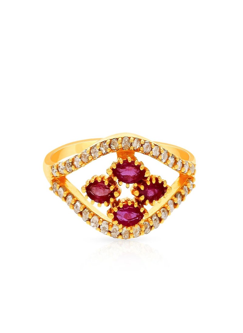 Malabar Gold and Diamonds - 22 Carat 916 Purity Yellow Gold Uncut Diamond Ring EGNPRE203RN1Y14 For Women - Image 1