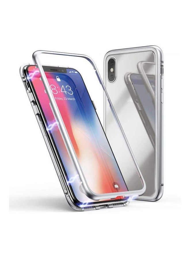 فيسوس iPhone XS Max 6.5 بوصة مغناطيسية امتصاص المعادن الزجاج المعدنية الغطاء واضحة/فضية