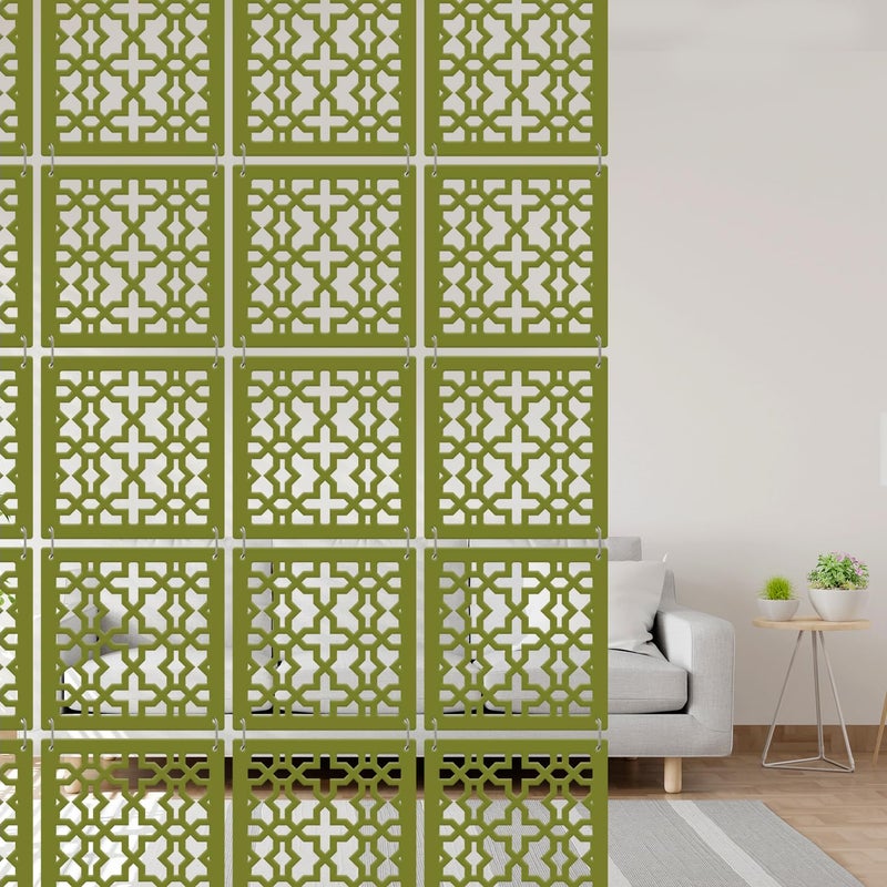 Olive Tree Olive Tree 12Pcs Hanging Room Divider Panel Modern Hanging Screen Partition for Home Decoration Living Room 115 x 115 12 PanelsOTD9093  - Image 1
