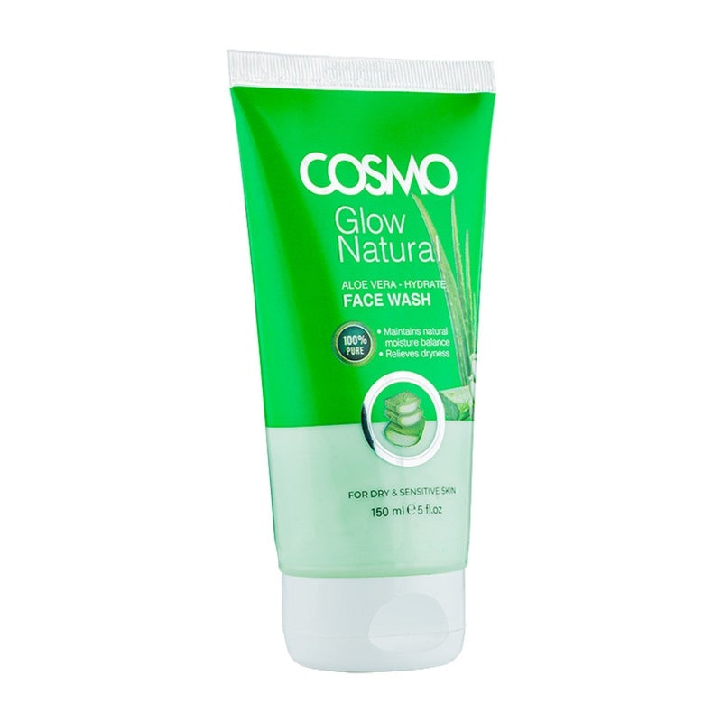 COSMO Glow Natural Aloe Vera Hydrate Face Wash 150ml, a Deep-pore Cleansing Wash to Clarify & Purify Skin, for All Skin Types - Image 1