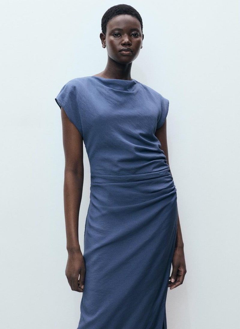 MANGO Draped Straight Dress  - Image 4