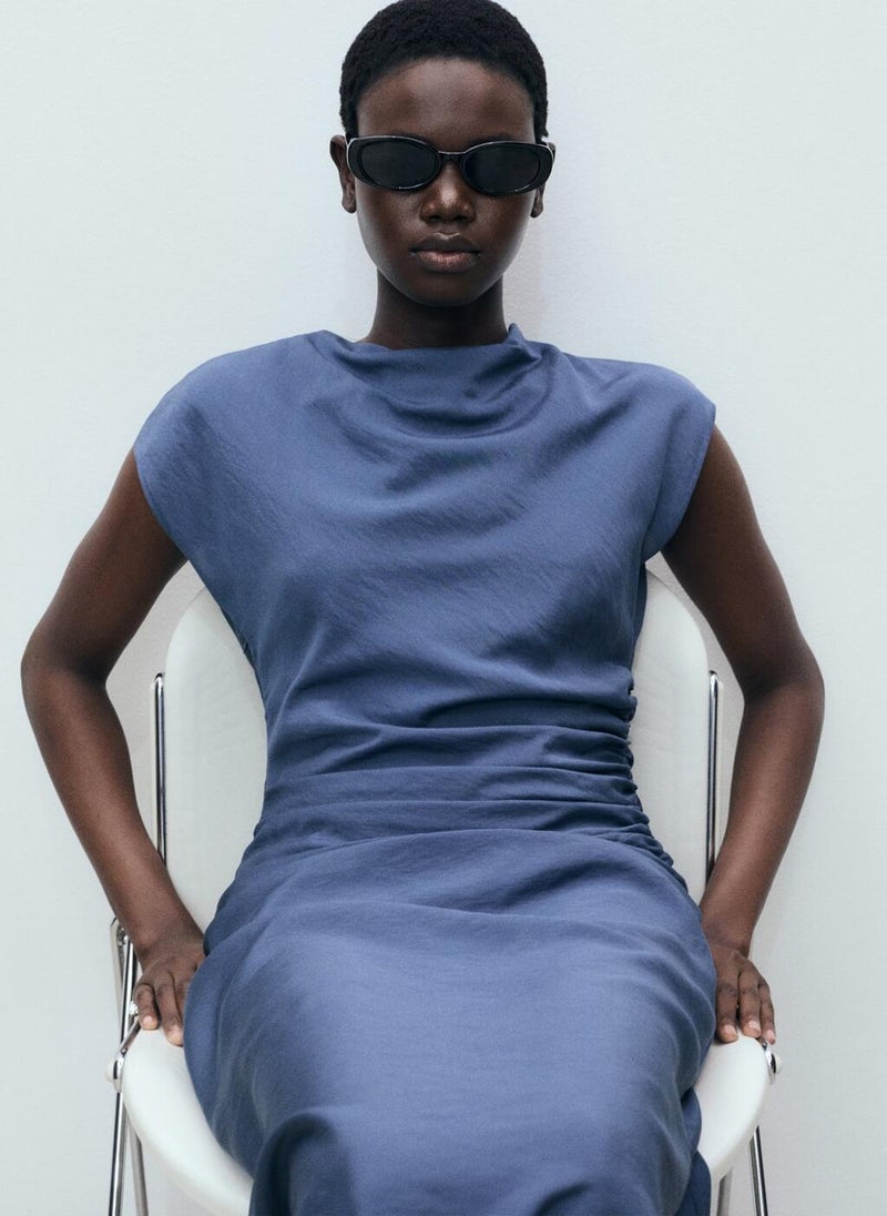 MANGO Draped Straight Dress  - Image 5