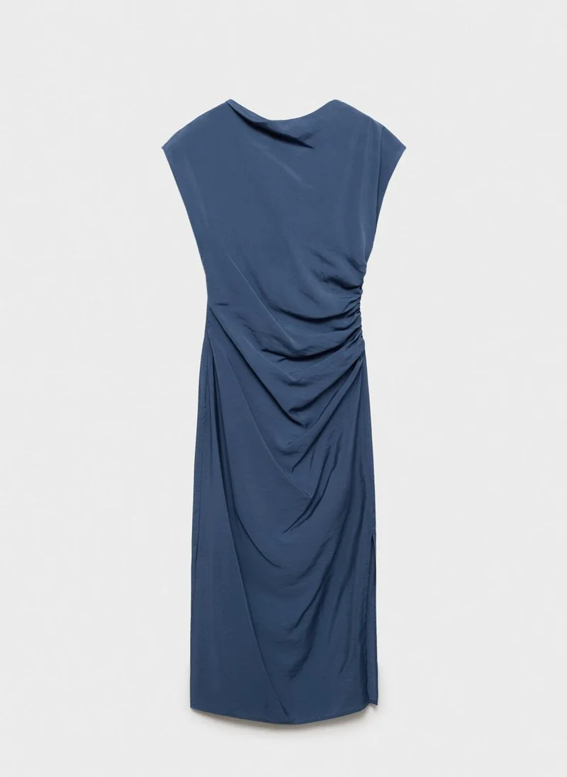MANGO Ruched Detail Midi Dress