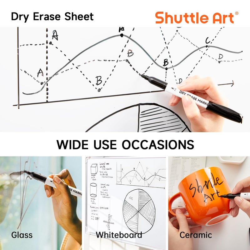 Shuttle Art Dry Erase Markers, 32 Pack Black Whiteboard Markers,Fine Tip Dry Erase Markers for Kids,Perfect for Writing on Whiteboards, Dry-Erase Boards,Mirror,Calender,School Office Supplies - Image 5
