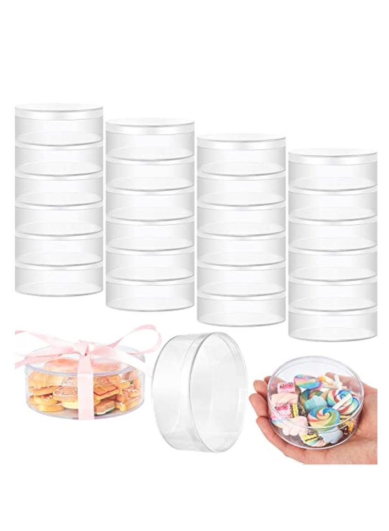 KASTWAVE 50 Pcs Plastic Acrylic Circle Box with Lid, Clear Acrylic Box, 3'' Round Cube Organizer, Transparent Storage Boxes, Fillable Paper Mache Chocolate Candy, Containers for Beads Jewelry Gift - Image 1