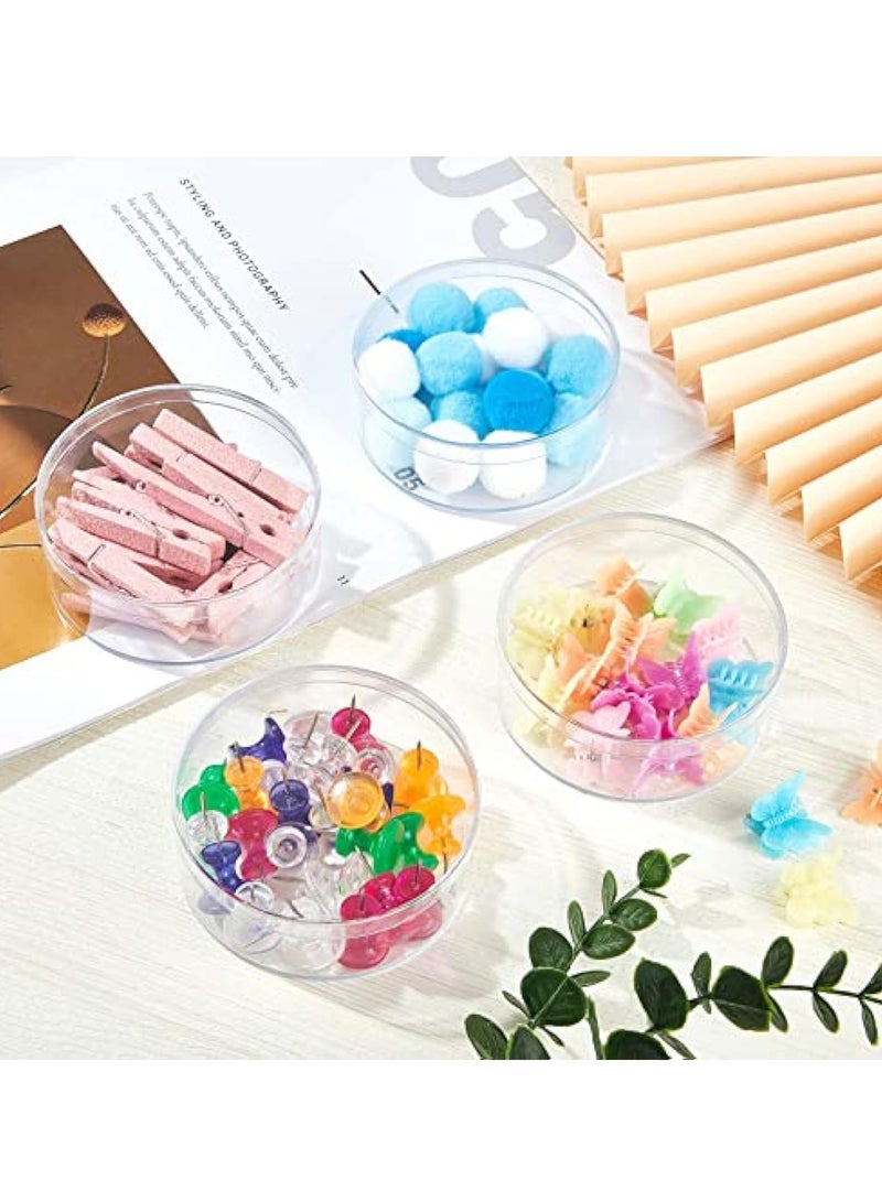 KASTWAVE 50 Pcs Plastic Acrylic Circle Box with Lid, Clear Acrylic Box, 3'' Round Cube Organizer, Transparent Storage Boxes, Fillable Paper Mache Chocolate Candy, Containers for Beads Jewelry Gift - Image 3