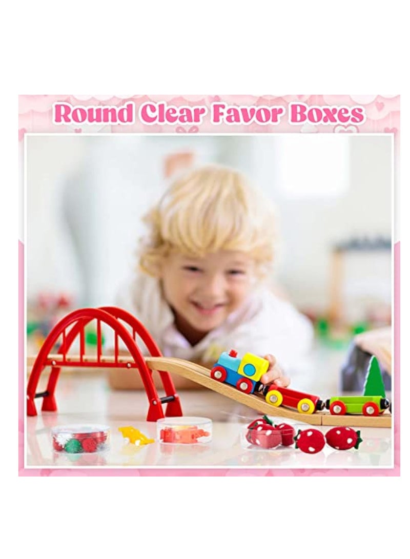 KASTWAVE 50 Pcs Plastic Acrylic Circle Box with Lid, Clear Acrylic Box, 3'' Round Cube Organizer, Transparent Storage Boxes, Fillable Paper Mache Chocolate Candy, Containers for Beads Jewelry Gift - Image 4