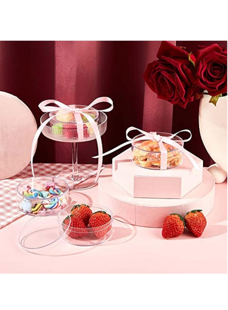 KASTWAVE 50 Pcs Plastic Acrylic Circle Box with Lid, Clear Acrylic Box, 3'' Round Cube Organizer, Transparent Storage Boxes, Fillable Paper Mache Chocolate Candy, Containers for Beads Jewelry Gift - Image 2