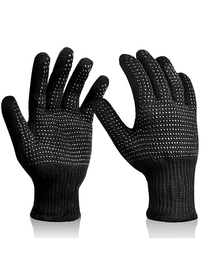 Sopito Heat Resistant Gloves with Silicone Bumps, 2Pcs Professional Heat Proof Glove Mitts for Hair Styling Curling Iron(Black)… - Image 1