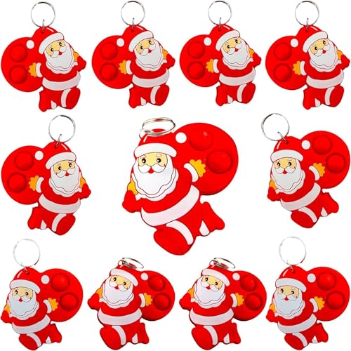 Roaqua 20 Packs Bulk Christmas Santa Claus Mini pop Fidget Gifts for School Holiday Kids Party Favors Supplies and Classroom Students Prizes - Image 1