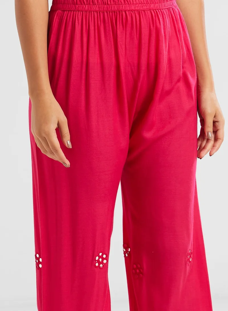 kolaba Embroidered Foil Detail Palazzo