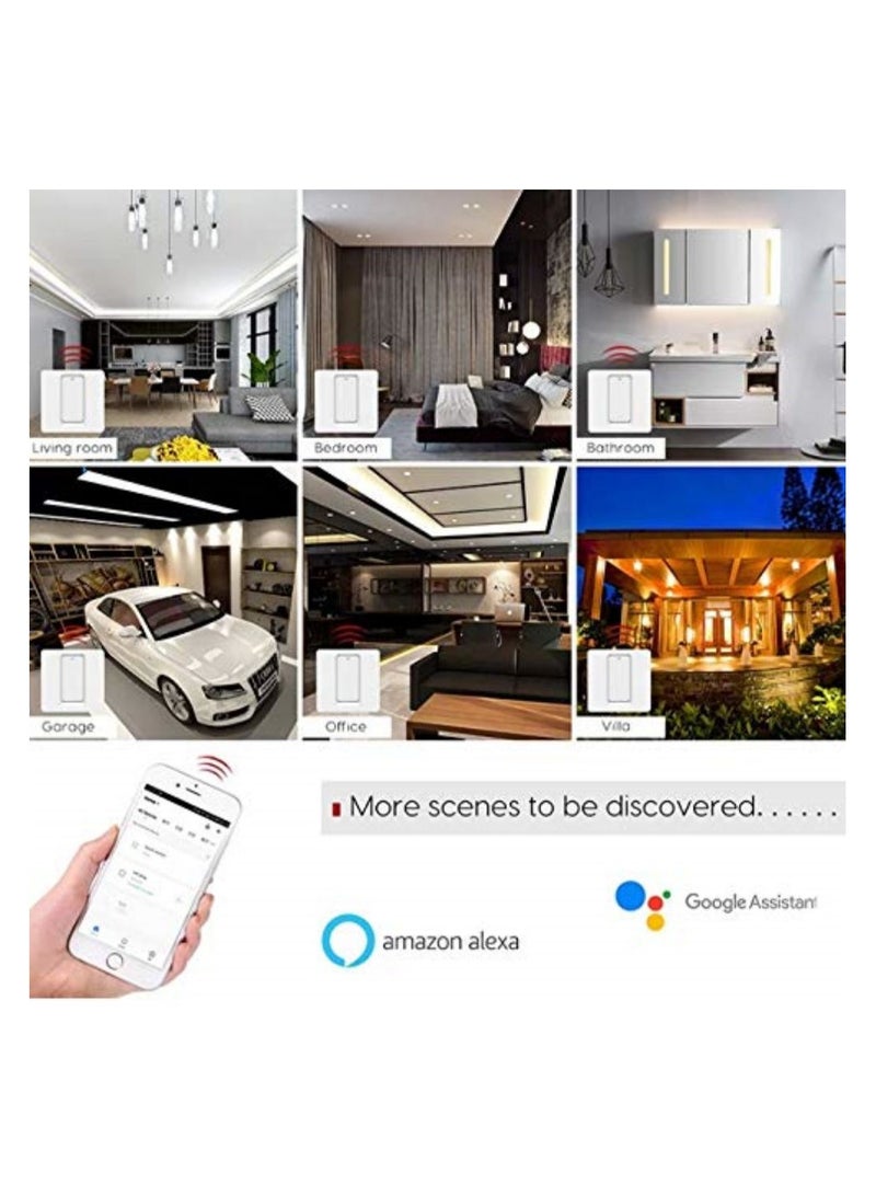Hands-Free Voice Control, High Security, WiFi Smart Light Switch Push Button Smart Life/Tuya ZigBee APP Remote Control Works with Alexa Google Home for Voice Control No need Neutral