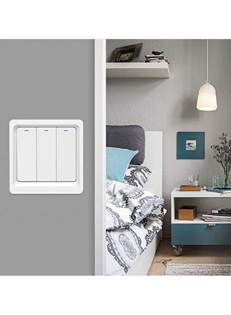 Hands-Free Voice Control, High Security, WiFi Smart Light Switch Push Button Smart Life/Tuya ZigBee APP Remote Control Works with Alexa Google Home for Voice Control No need Neutral