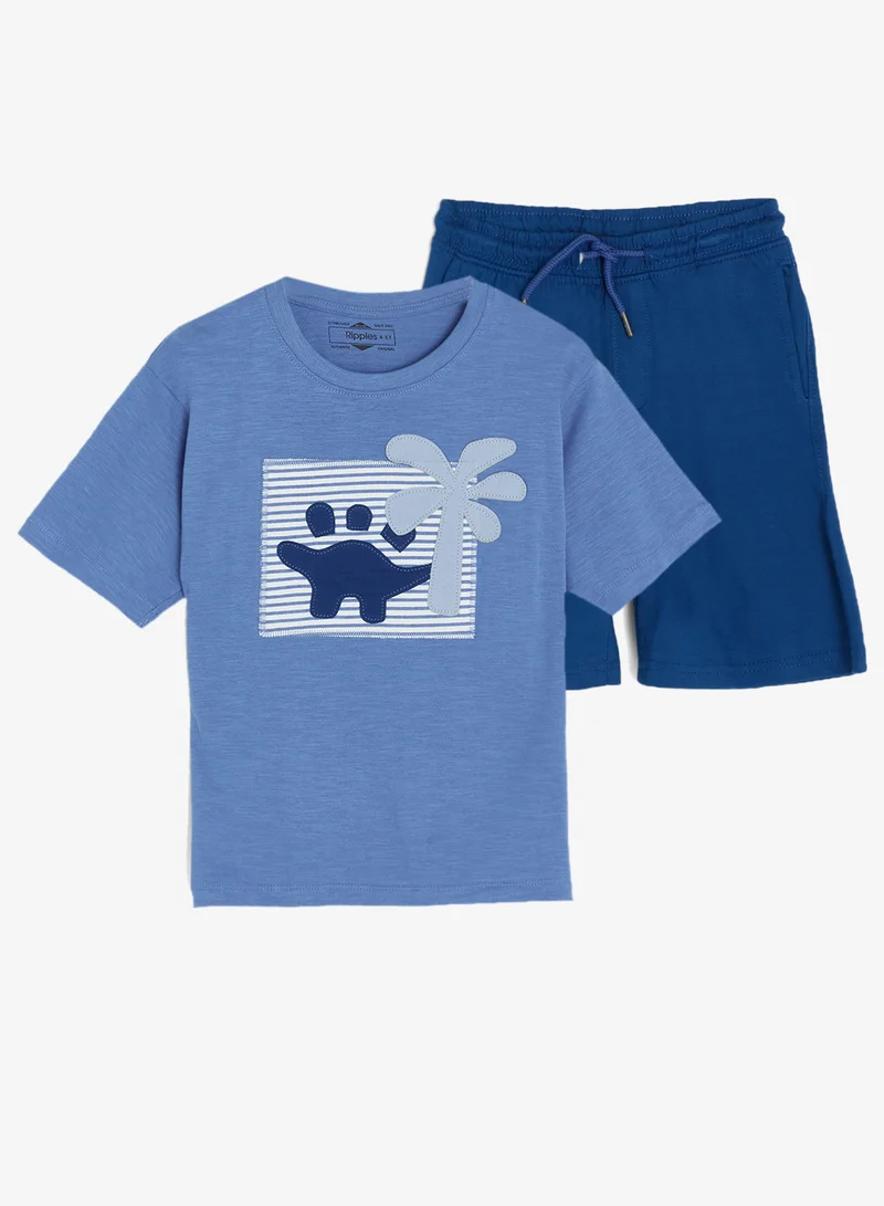 ريبلز مع نمشي Boys Round Neck T-shirt & Shorts Set