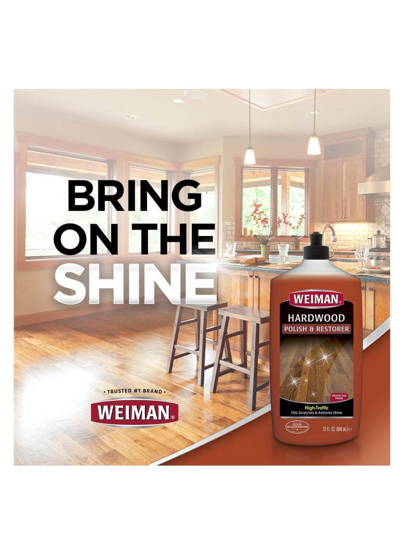 Weiman Hardwood Floor Cleaner & Polish Restorer Combo - 2 Pack - High-Traffic Hardwood Floor, Natural Shine, Removes Scratches, Leaves Protective Layer  - Image 2