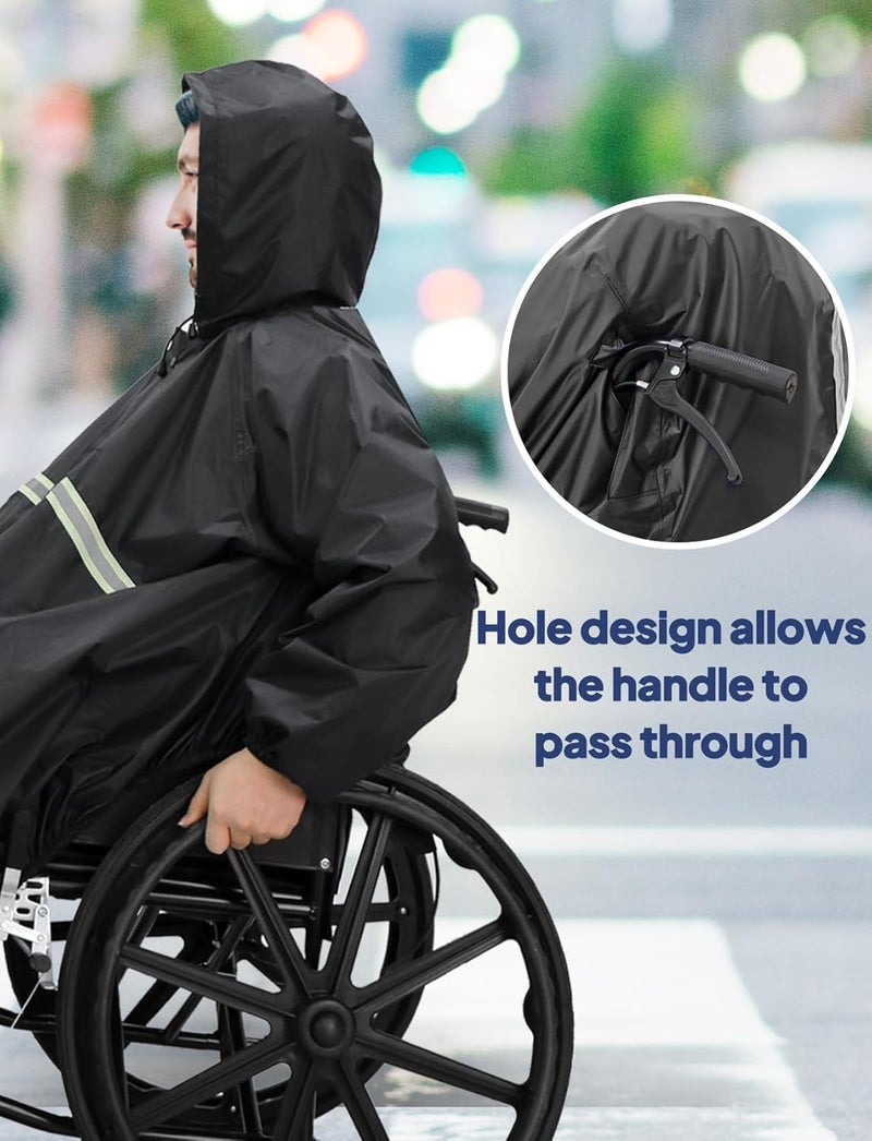 Anyoo Wheelchair Waterproof Poncho with Hood Reusable Cover Lightweight Poncho Cloak perfect for Adult - Image 4