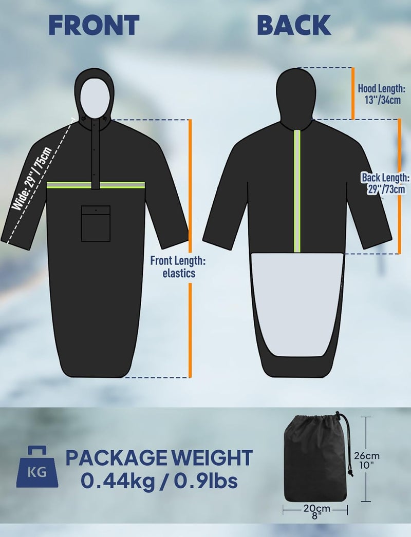 Anyoo Wheelchair Waterproof Poncho with Hood Reusable Cover Lightweight Poncho Cloak perfect for Adult - Image 2