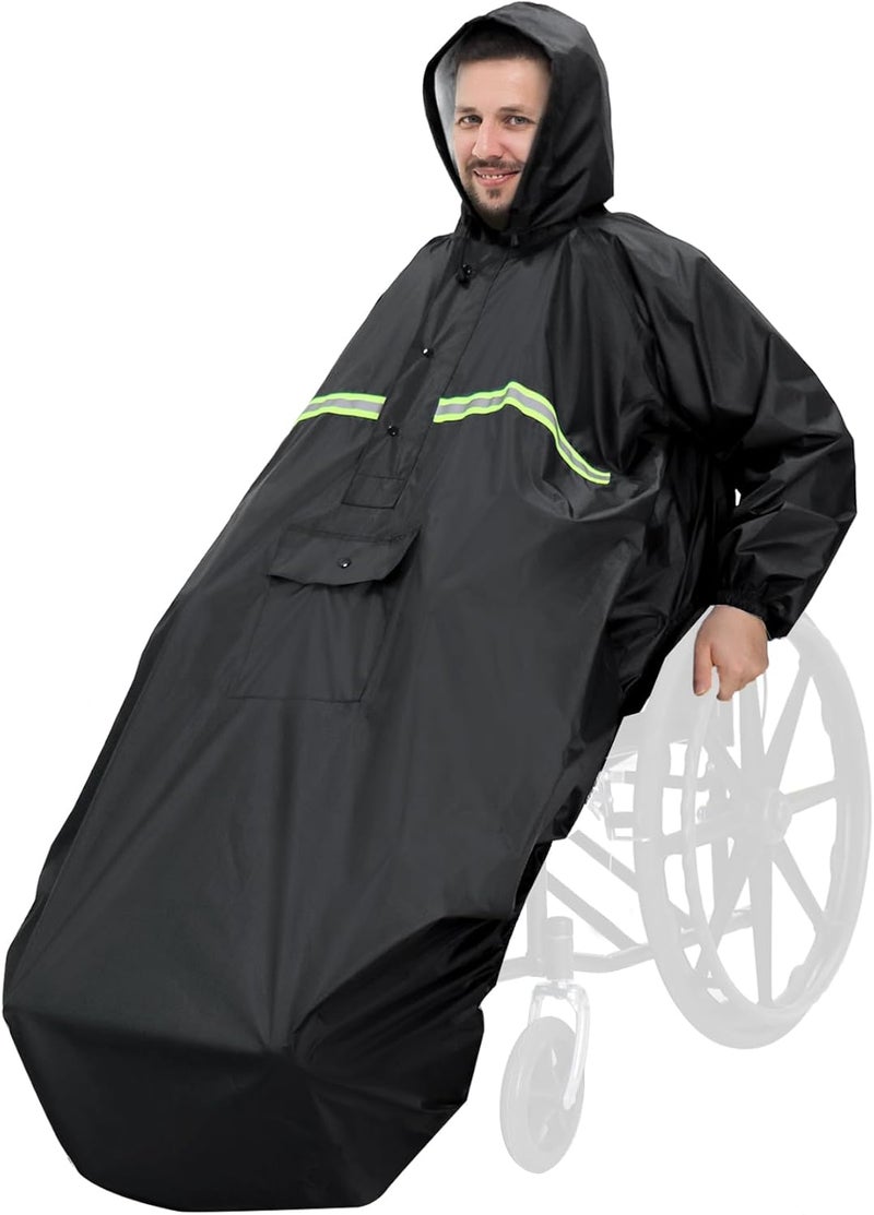 Anyoo Wheelchair Waterproof Poncho with Hood Reusable Cover Lightweight Poncho Cloak perfect for Adult - Image 1