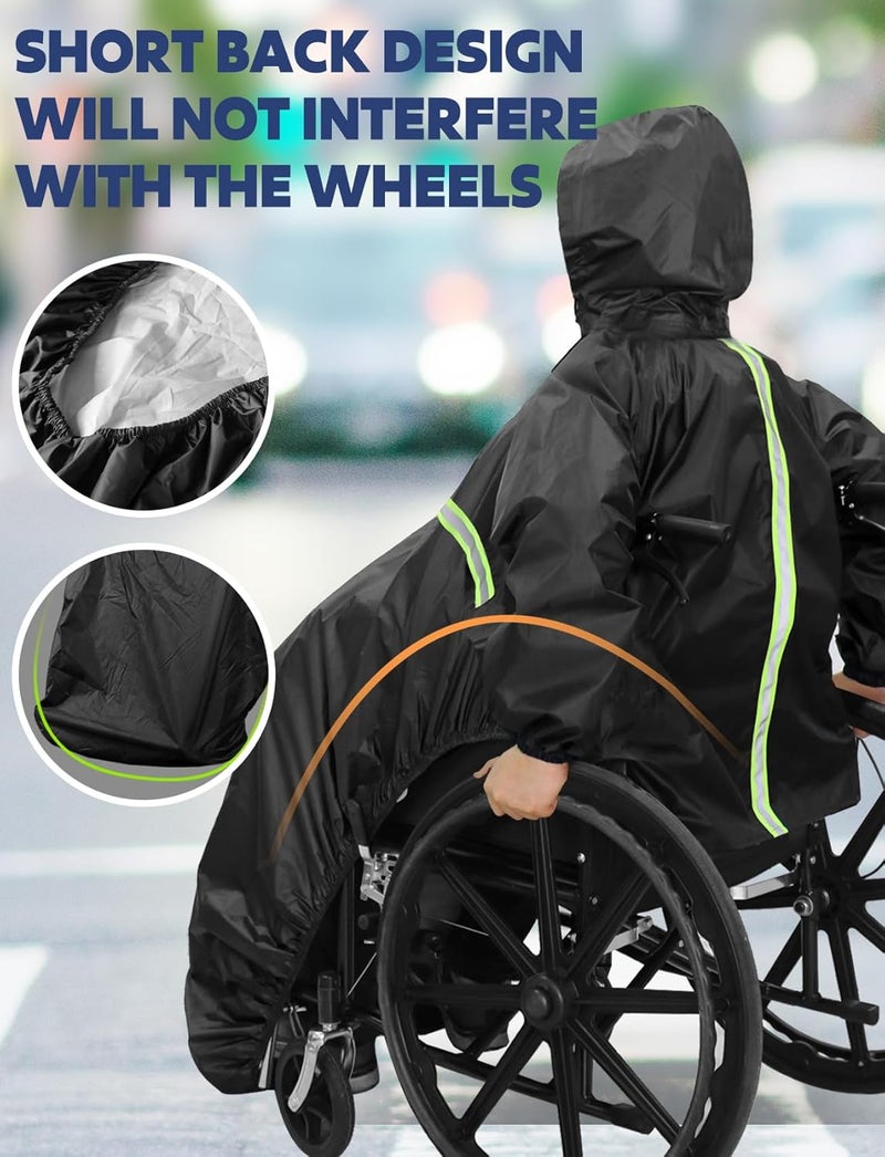 Anyoo Wheelchair Waterproof Poncho with Hood Reusable Cover Lightweight Poncho Cloak perfect for Adult - Image 5