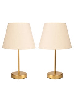 El Rawda Lighting 2 Pcs Lampshades Of A Distinctive And Elegant Shape With A Unique Fabric Shade And Golden Metal 25x25x45 cm 