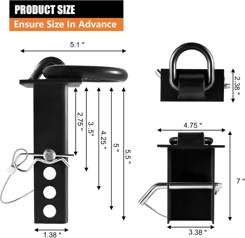 SALUINOKI Heavy Duty Stake Pocket D Ring for Trailer - 6 Pack with Anti-loss Cord - Image 2